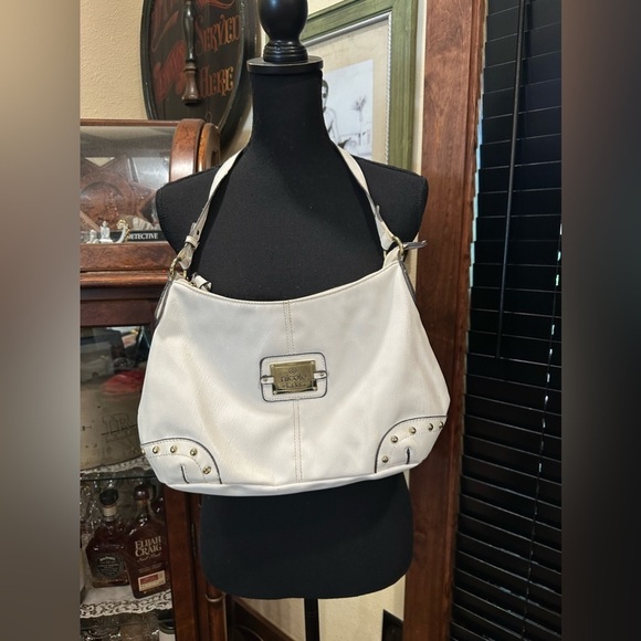 EUC Nichole Miller white Medium Handbag with side studs - Picture 1 of 8